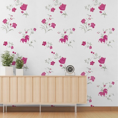 Wallmonks 500 cm Floral Self Adhesive Sticker(Pack of 1)