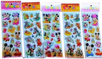 Super Easy 1 cm 5 sheets Mickey Mouse Theme Scrapbook Puffy Stickers 3D Cute Funny For kids Self Adhesive Sticker(Pack of 5)