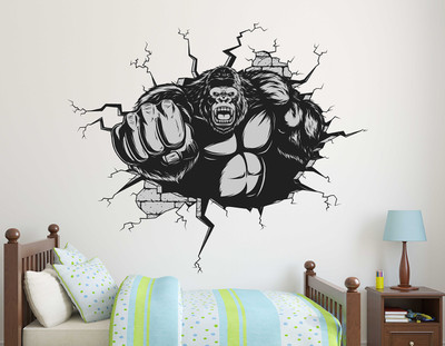 fuzzy 75 cm Monkey Gorila Self Adhesive Sticker(Pack of 1)