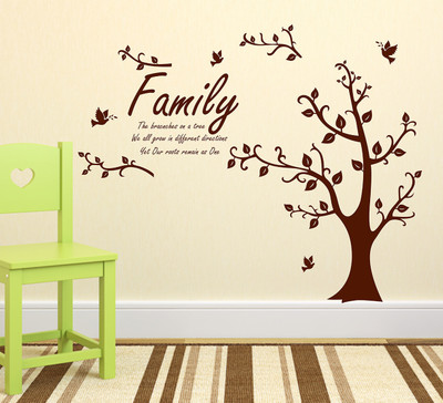 Wallme 100 cm Family Tree | Non-Reusable Stickers Self Adhesive Sticker(Pack of 1)
