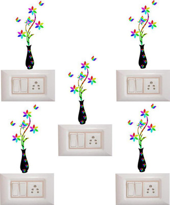 Stickerberry 25 cm Beautifiul Flower pot Switch Board sticker For Home Decor Self Adhesive Sticker(Pack of 1)