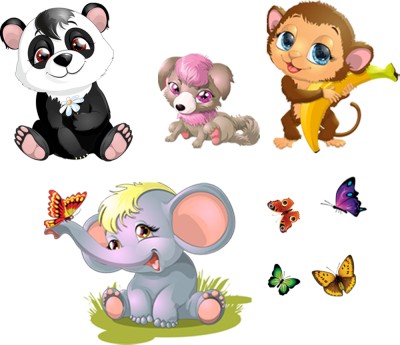 god & god's 60 cm Latest Hit & Trendy Cute Animals Self Adhesive Sticker(Pack of 1)