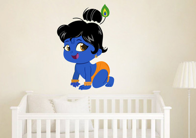 WALLDECORS 60.96 cm CUTE LITTLE KRISHNA IMAGE / WALL STICKER Self Adhesive Sticker(Pack of 1)