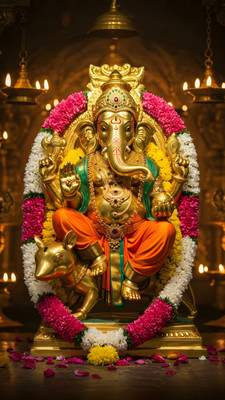 swaroopa 16.5 inch Shri Ganesha sticker Self Adhesive Sticker(Pack of 1)