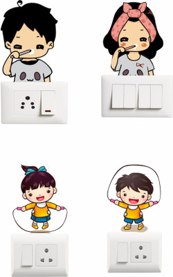 Décor vibe 20 cm Trending Switch penal sticker of Reading Cartoon Child Animation Multicolor Self Adhesive Sticker(Pack of 1)