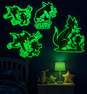 Sanu Creation 10 cm Night Glowing Sticker Glow in the Dark Sticker(Pack of 4)