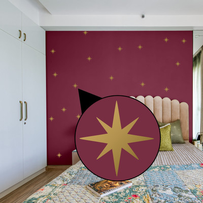 WALLDESIGN 2.3 inch Shining Star Pattern Gold Colour Set Of 60 For Bedroom,Kids-Metallic Finish Self Adhesive Sticker(Pack of 60)