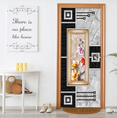 We Kreate 213 cm 3D Embose fancy Door wallpaper Self Adhesive Sticker(Pack of 1)