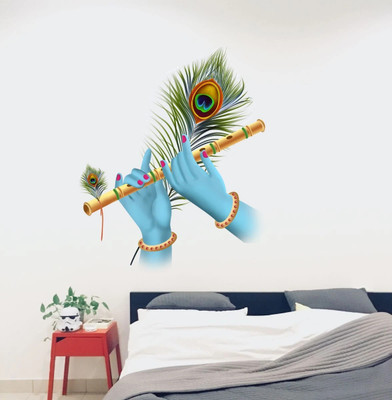 VCREATE DECOR 58 cm Krishna Hands Wall Sticker & Decal Size -( 58 cm x 48 cm ) Self Adhesive Sticker(Pack of 1)