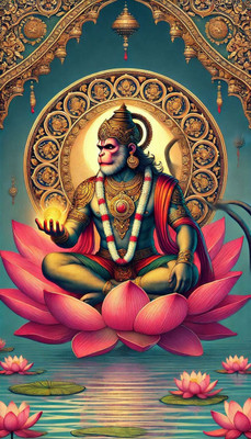Khetal 16.5 inch Jai hanuman bajrang bali A3 size non tearable self adhesive sticker Self Adhesive Sticker(Pack of 1)