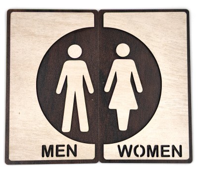 tulay 11 cm Wooden Self-Adhesive men women signage For washroom restroom 11H x 7W CM Self Adhesive Sticker(Pack of 1)