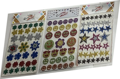 Eclet 2 inch Glitter Foam Stickers for Art & Craft for Kids Set of 3 Sheets Mix Design Self Adhesive Sticker(Pack of 1)