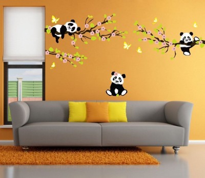 Decor Villa Decor villa panda Multicolor Wall Sticker Large Removable Sticker(Pack of 1)