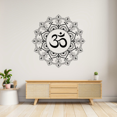 WALLSTICK 45 cm Om Mandala Self Adhesive Sticker(Pack of 1)