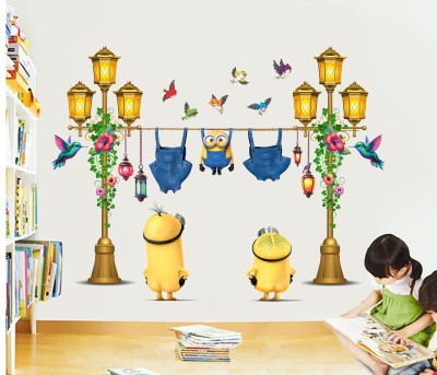 DivineDesigns 61 cm Cartoon Characters Mini oNs Clothes Lamps Birds Wall Sticker Self Adhesive Sticker(Pack of 1)