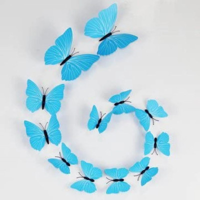 JAAMSO ROYALS 13 cm Blue 3D Magnet Butterefly Self Adhesive Sticker(Pack of 12)