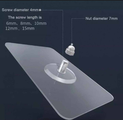 HANSHRATN SALES Self Adhesive Heavy Duty Transparent Nail Screw Sticker Hooks SCREWx10.189 Swivel Hook 10(Pack of 1)