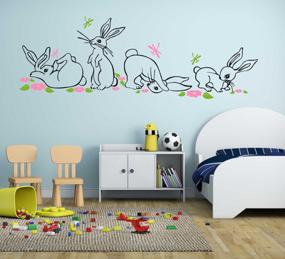 Littlebuds 105 cm Rabbit Wallsticker Removable Sticker(Pack of 1)