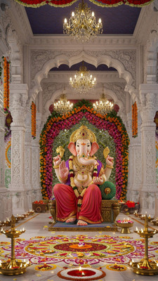 swaroopa 16.5 inch Shri Ganesha sticker Self Adhesive Sticker(Pack of 1)