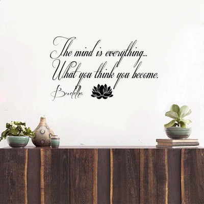 SnappyVinyl 58 cm Buddha Quote with Lotus Self Adhesive Sticker(Pack of 1)