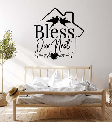 Xskin 33 cm Lettering Home Phrase Bless Our Nest Self Adhesive Sticker(Pack of 1)