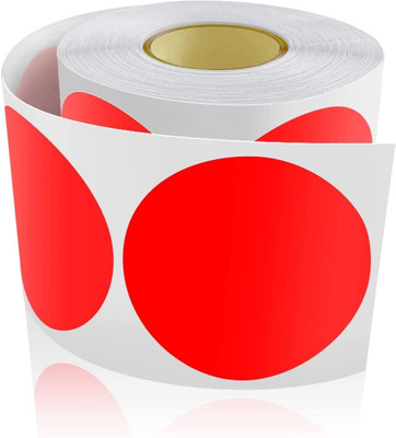 BlackDreams 5 cm Color Coding Labels for Organizing Inventory 2 Inch Round Dots 500 Roll (RED) Self Adhesive Sticker(Pack of 500)