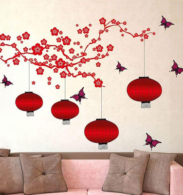 KgnDesigns 40 inch Chinese Lamps in RED Self Adhesive Sticker(Pack of 1)