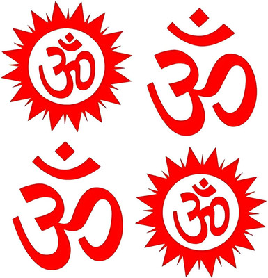 ASW 10 cm Om Vinyl Wall Sticker – Pack of 4, 10 CM Self Adhesive Sticker(Pack of 4)