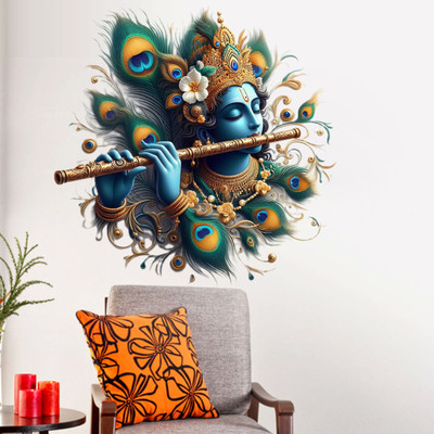 SAJAOHATKE 50 cm Shree krishna flute Self Adhesive Sticker(Pack of 1)