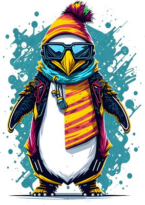 Dumdic 30 cm Nicely Wear By Penguin A4 Strong Self Adhesive Sticker(Pack of 1)