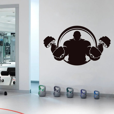 STIKHUB 60 cm HEAVY DANGEROUS BODY BUILDER WALL STICKRES Self Adhesive Sticker(Pack of 1)