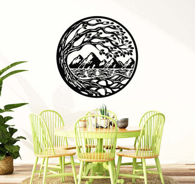 Xskin 33 cm Circle Landscape Branch Tree Self Adhesive Sticker(Pack of 1)
