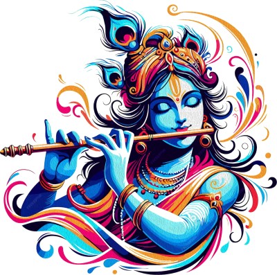 RNG GRAPHICS 58 inch Pvc Vinyl Little Krishna Wall Sticker,Krishna Wall Stickers for Living Room Self Adhesive Sticker(Pack of 1)