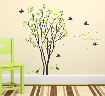 MIIKOR 100 cm Lime Tree | Non-Reusable Stickers Self Adhesive Sticker(Pack of 1)