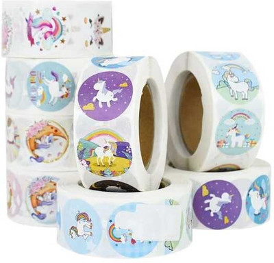heet 2.5 cm Unicorn Reward Stickers Roll – 500pcs with Magical Designs and Inspiring Words Self Adhesive Sticker(Pack of 2)