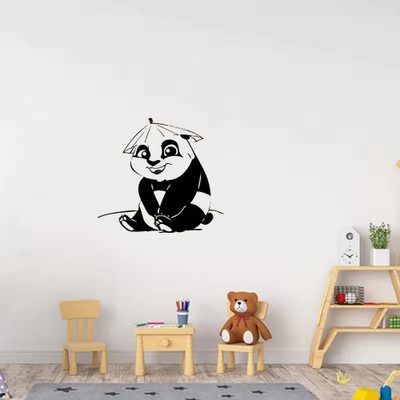 SnappyVinyl 30 cm little panda Self Adhesive Sticker(Pack of 1)