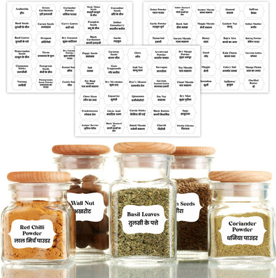CLICKEDIN 5.334 inch Spice Name Printed Jar Stickers for Food Glass Jars,box,Etc High-Quality Sticker Self Adhesive Sticker(Pack of 150)