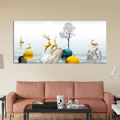 Bnezz 100 cm Wallpaper For Walls Marble Deer Wall Stickers For Bedroom Wall Posters Big Size Self Adhesive Sticker(Pack of 1)