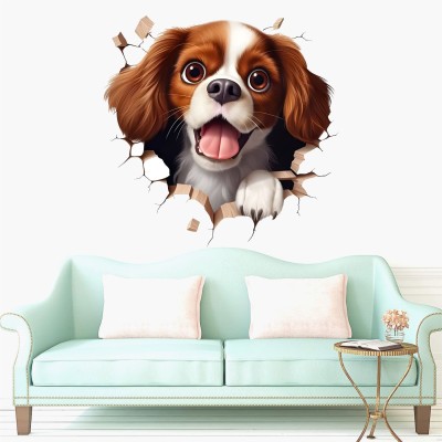 Wall Admire 58 cm Cute Puppy dog 3D Wall Stickers & Murals Size - 58x58cm Self Adhesive Sticker(Pack of 1)