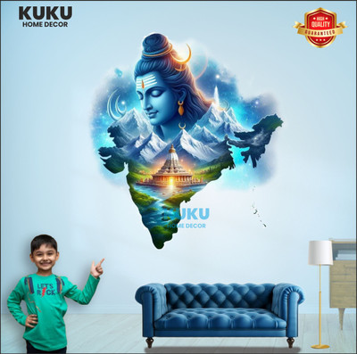 KUKU HOME DÉCOR 120 cm Divine Majesty of Lord Shiva with Every Glance Self Adhesive Sticker(Pack of 1)