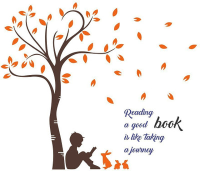 WALLDECORS 91.44 cm QUOTE ON BOOK WITH TREE STICKER Self Adhesive Sticker(Pack of 1)