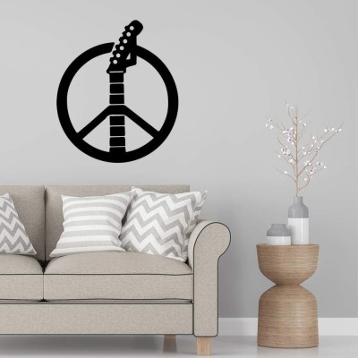 SnappyVinyl 29 cm Peace Guitar Head Sign Wall Decals, Easy to Apply Self Adhesive Sticker(Pack of 1)