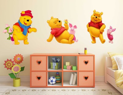 HAPPYSTICKY 100 cm Winnie Pooh|Wallstickers|Pvc Vinyl|Non-Reusable Sticker| Self Adhesive Sticker(Pack of 1)