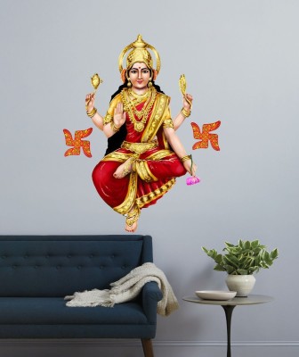 Decor Villa 58 cm 3D Mataji with Swasthik JUST Peel & Stick Trendy for Living Room,Prayer Room etc Self Adhesive Sticker(Pack of 1)