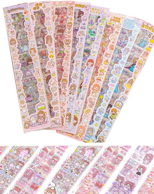 TREXEE 15.7 inch Cartoon Theme Kawaii Stickersfor Project, Japanese Style Each Sheet - 40 X 8 CM Removable Sticker(Pack of 40)