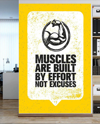 amazinghub 60 cm MUSCULS BUILD BY EFFORTS NOT EXCUSE Self Adhesive Sticker(Pack of 1)