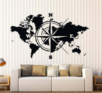 Xskin 27 cm World Map Self Adhesive Sticker(Pack of 1)