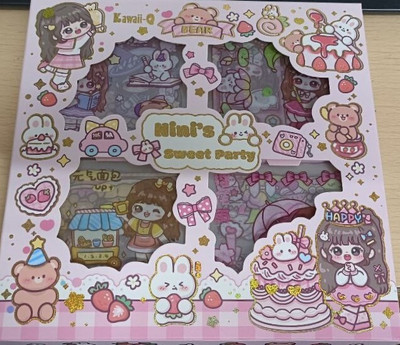 Kavid 15 cm Mimi's Sweet Party Sticker Pack-1 Adorable Design for Crafts & Planner 100 Sheet Self Adhesive Sticker(Pack of 1)