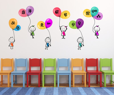 Wallzone 140 cm TAMIL ALPHABETS Removable Sticker(Pack of 1)