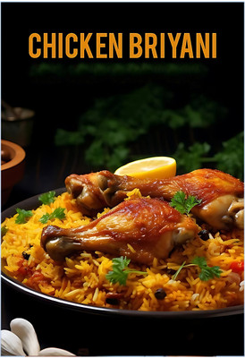 udhaya 50 cm Chicken Biryani Wall Sticker - Strong Adhesive Sticker Poster Self Adhesive Sticker(Pack of 1)